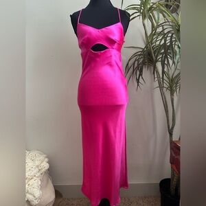 House of Harlow fuchsia satin cutout midi dress XS